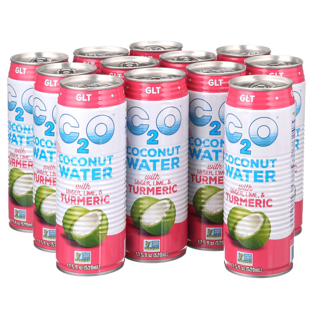 C2O Pure Coconut Water with Ginger, Lime & Turmeric, 17.5 fl. oz. (Case of 12)