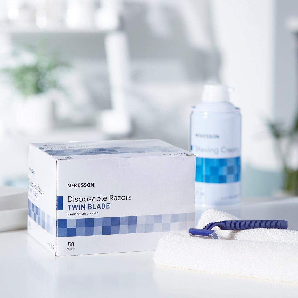 McKesson Twin-Blade Disposable Razor, Blue 16-RZ50