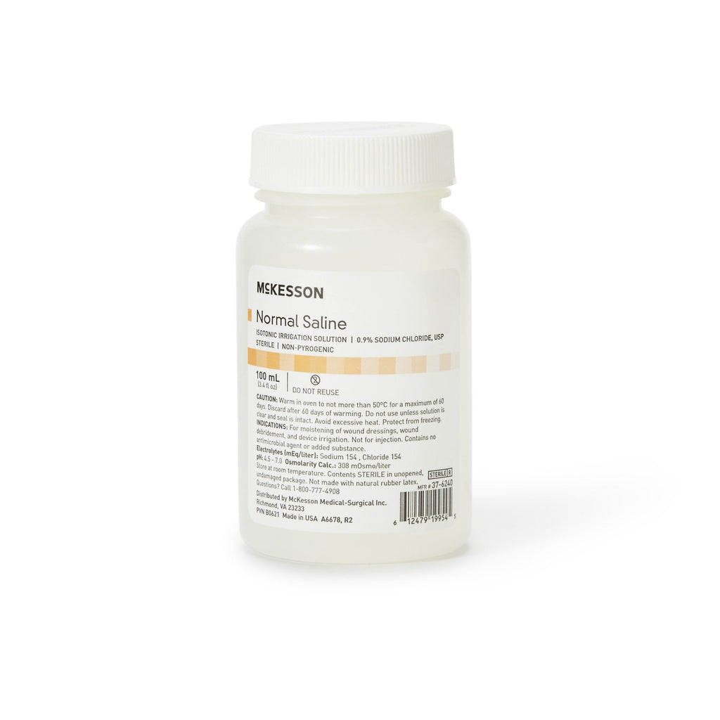 McKesson Saline Irrigation Solution, 100 mL Bottle 37-6240