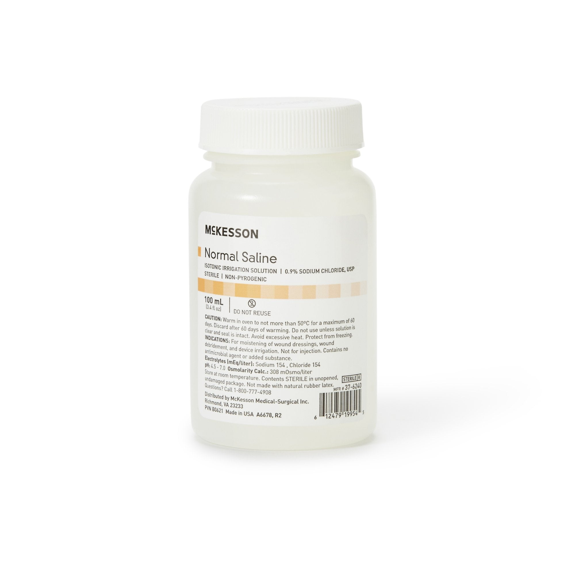 McKesson Saline Irrigation Solution, 100 mL Bottle 37-6240