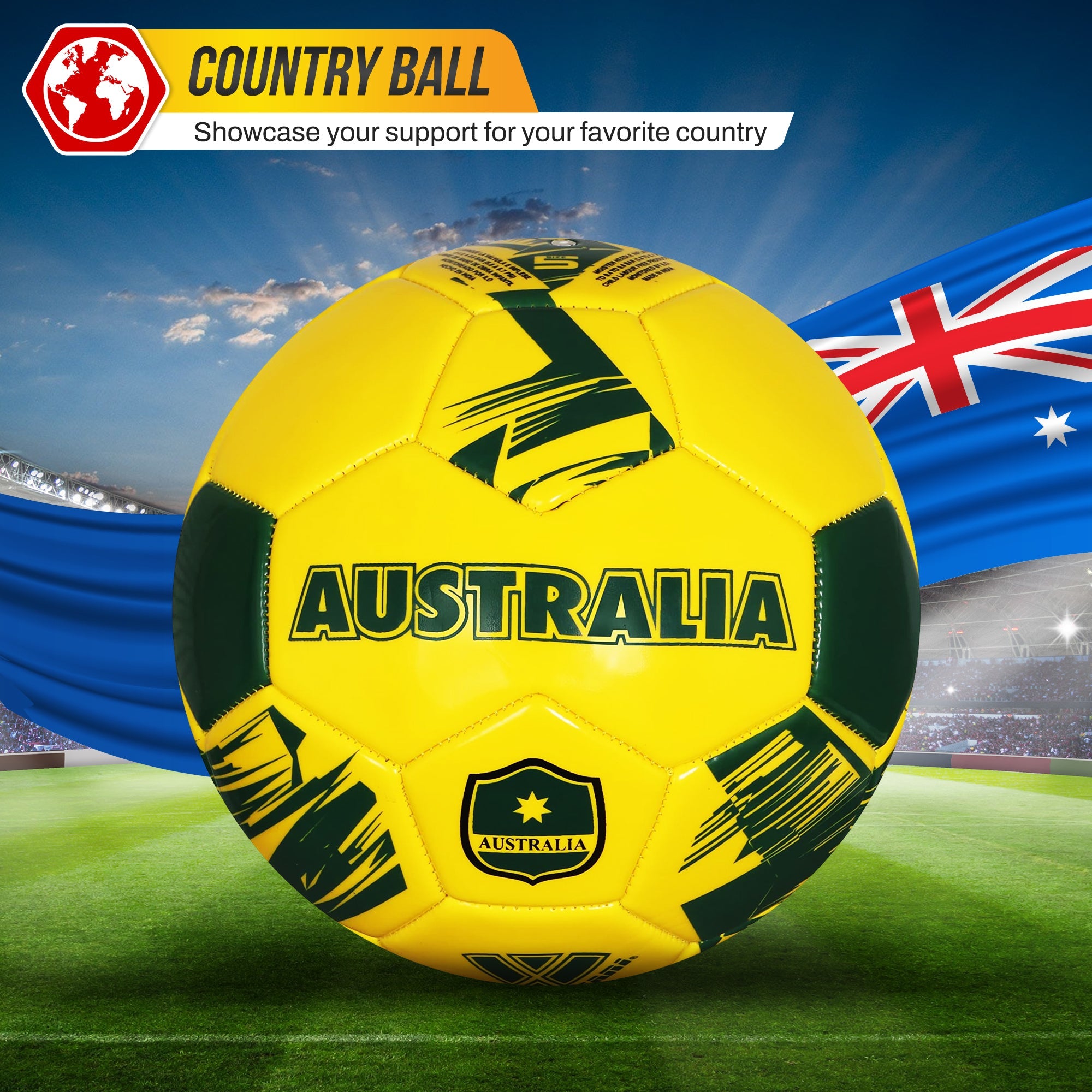 National Team Soccer Balls-Australia Yellow
