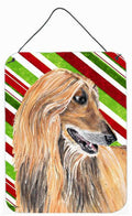 Afghan Hound Candy Cane Holiday Christmas Wall or Door Hanging Prints Aluminum Metal Sign Kitchen Wall Bar Bathroom Plaque Home Decor Front Door Plaque, 12x16, Multicolor