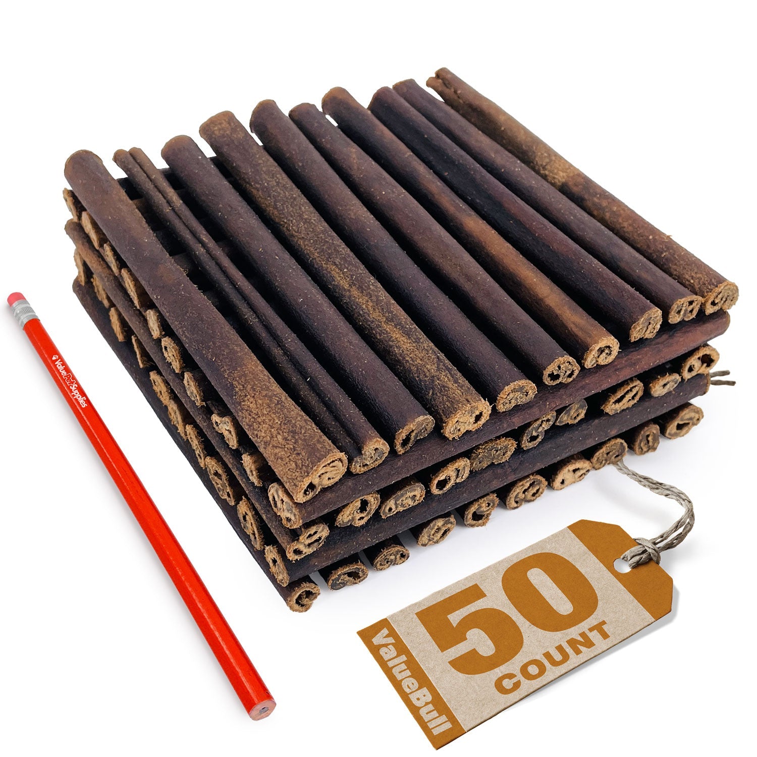 ValueBull Collagen Sticks for Small Dogs, 6 Inch Thin Chews, Natural Dog Treats, 50 Count