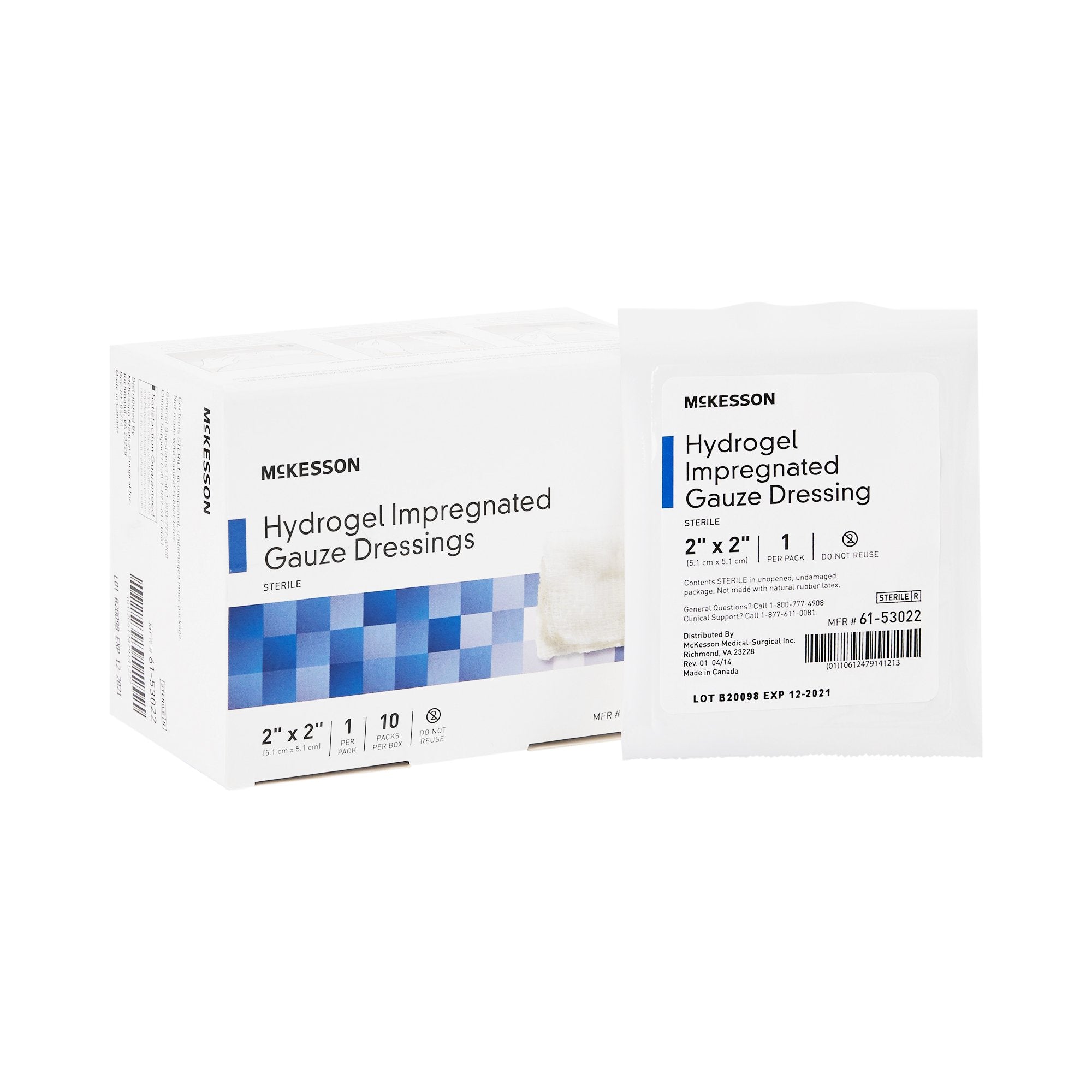 McKesson Hydrogel Gauze Dressing, 2 x 2 Inch 61-53022