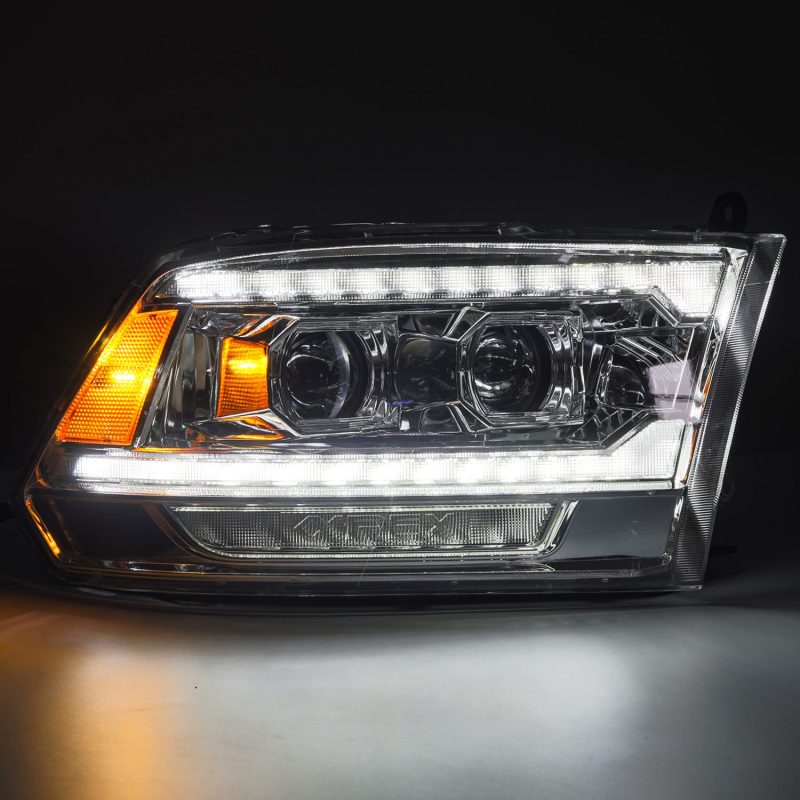 AlphaRex 09-18 Ram 1500 PRO-Series Proj Headlights Chrome w/ Sequential Signal and Top/Middle DRL 880562 *Discontinued