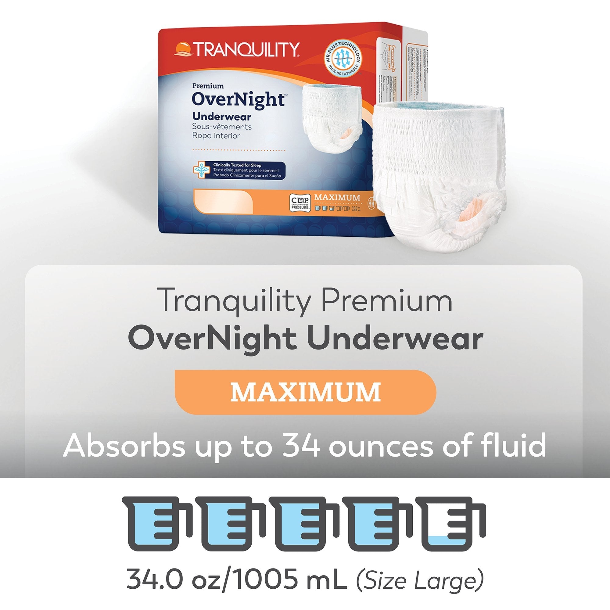 Tranquility Premium OverNight Disposable Absorbent Underwear, M 2115