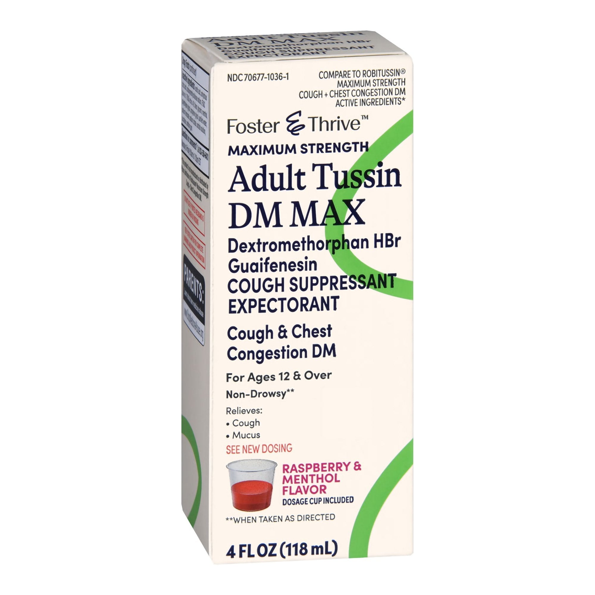 Foster & Thrive™ Adult Tussin DM Max Liquid, Raspberry & Menthol 70677103601