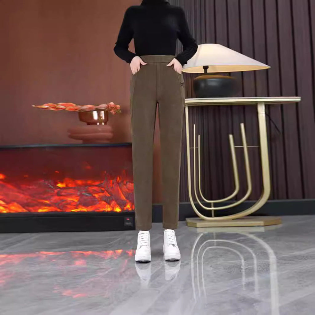 Autumn And Winter Harlan Velvet Padded Casual Pants