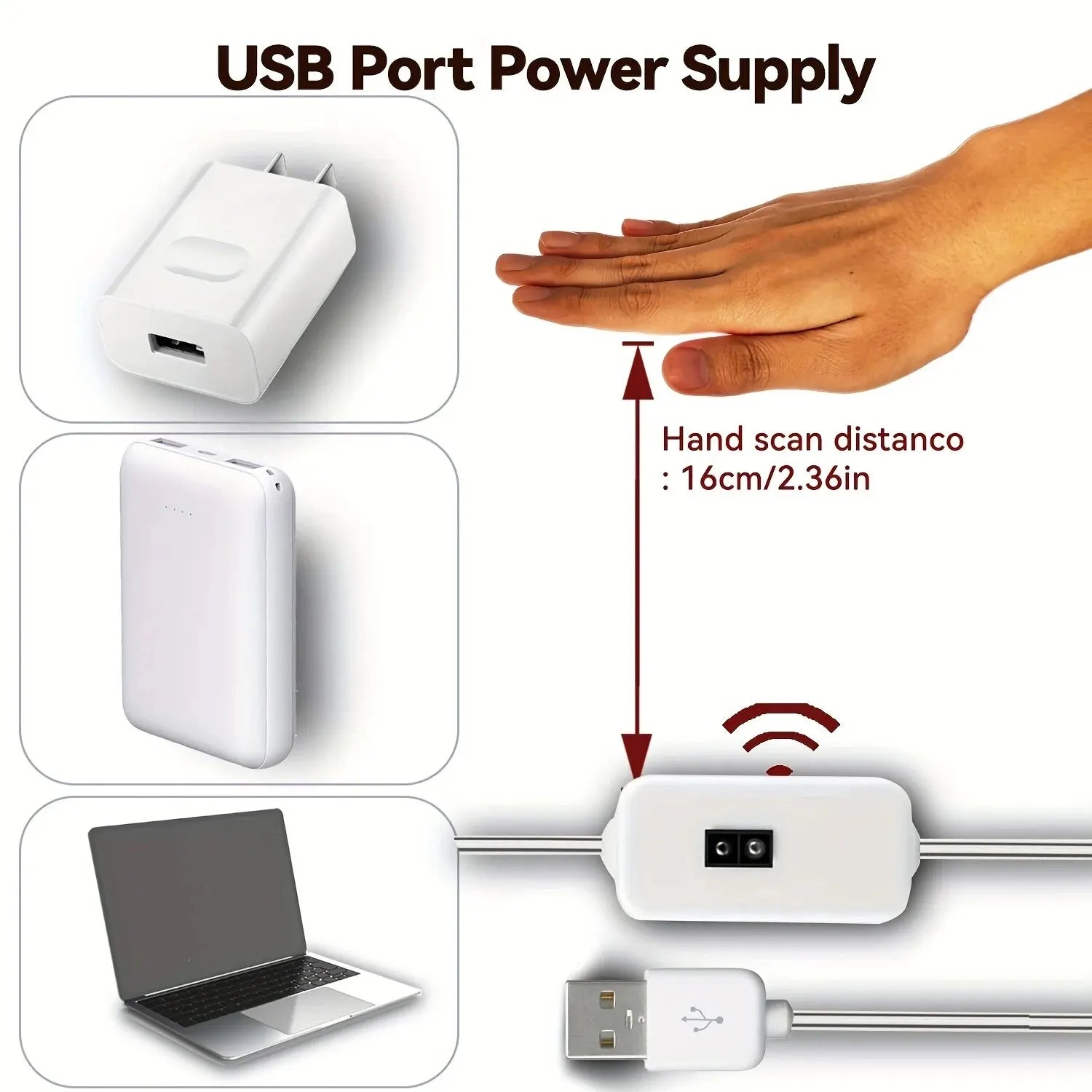 1M (3.3ft) USB LED Motion Sensor Night Light Strip – Warm White Dimmable Hand - Sweep TV Backlight & Kitchen Closet - PhishStones Products