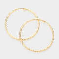 2.4" Textured metal hoop clip on earrings