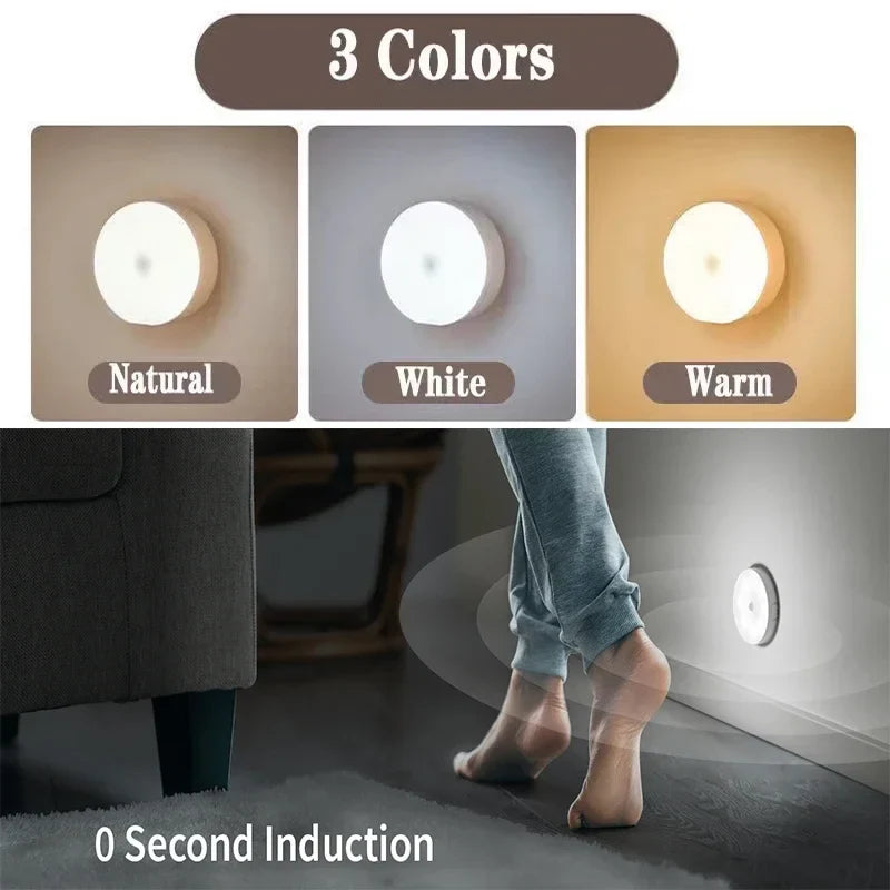 2 - 6 Pack Motion Sensor LED Night Lights - USB Rechargeable 3 - Color Cabinet Closet Staircase Wireless Lamp - PhishStones Products