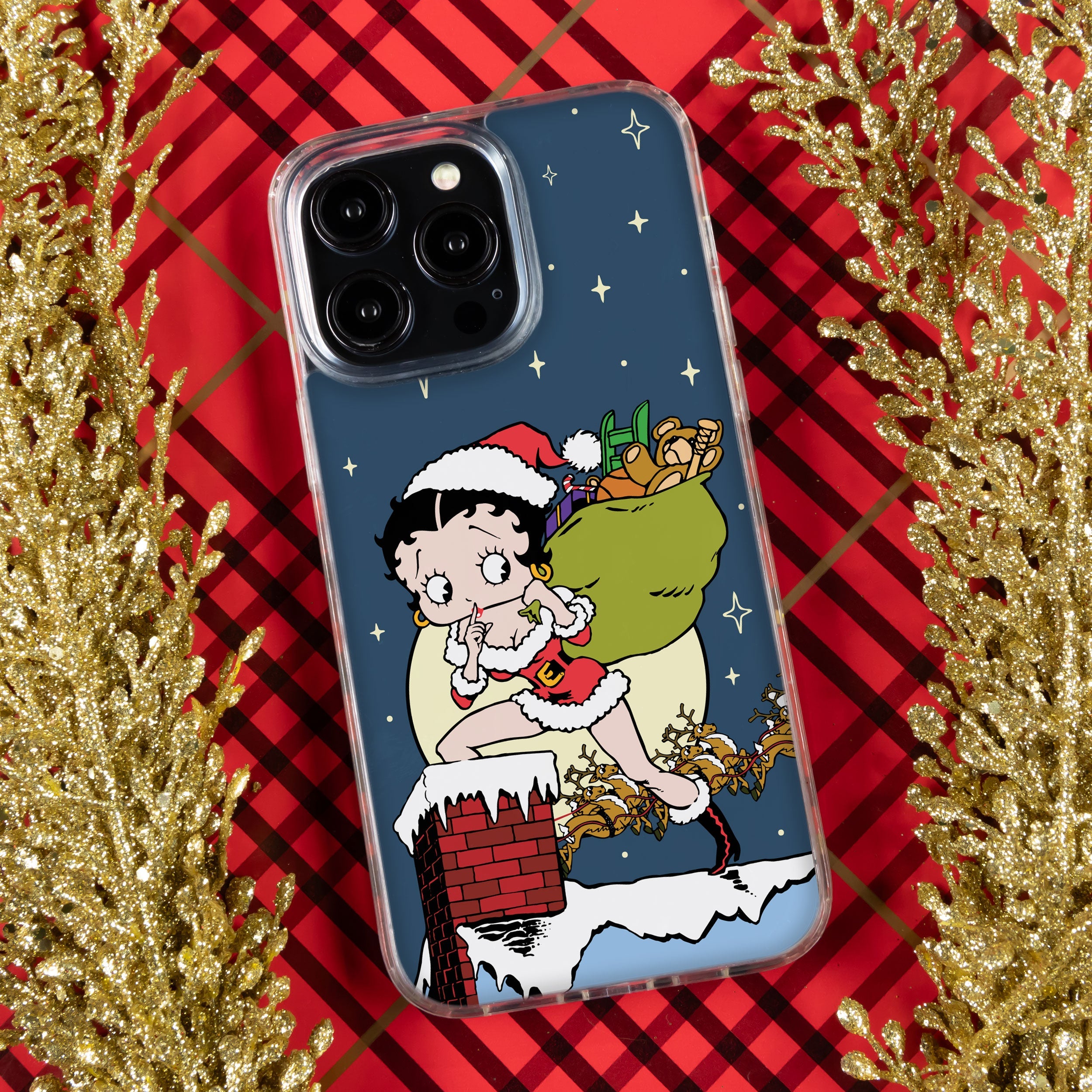 Betty Boop Happy Holidays HD Apple iPhone 14 Series Mag-Safe Phone Case