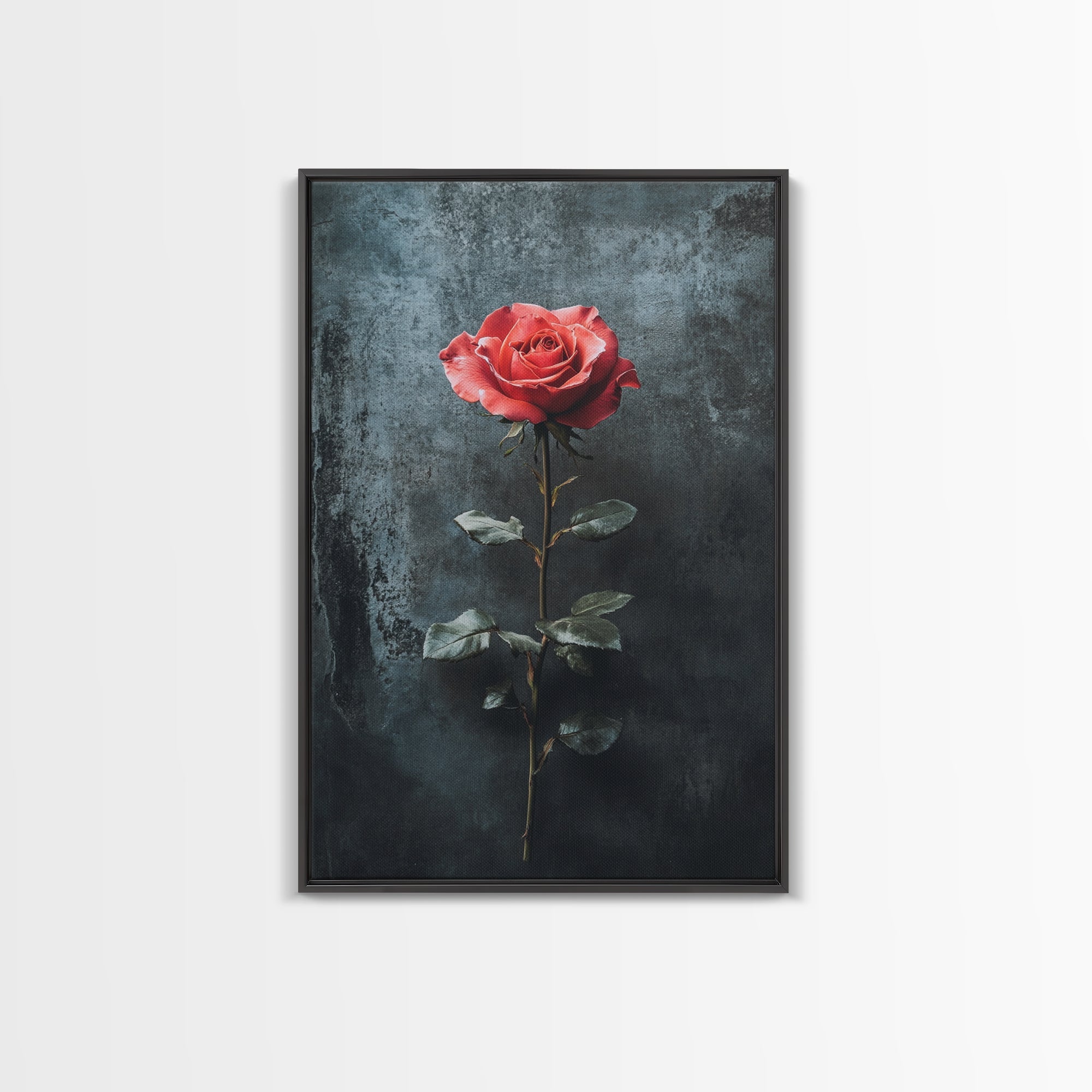 Red Rose Canvas Print, Art Print Roses Framed Canvas Print, Antique Flowers Print, Oil Painting Vintage Flowers, Ready To Hang, Flowers Wall Art