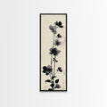 Framed Canvas Print Cherry Blossom Painting Black and White Floral Art, Wabi Sabi Decor, Japanese-Inspired Wall Art, Skinny Canvas Gift