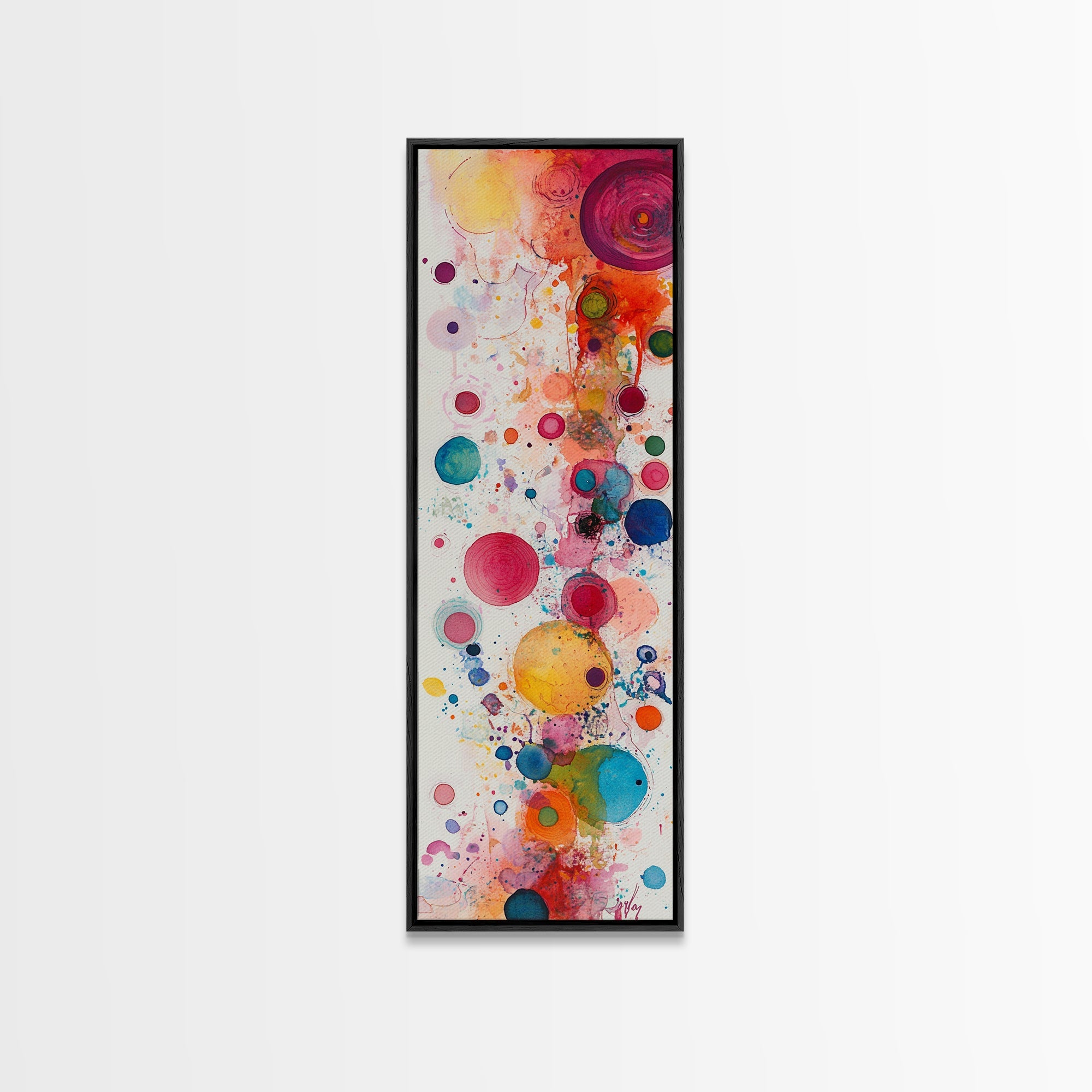 Colorful Abstract Dots Canvas Print Whimsical Art Modern Wall Decor Playful Vertical Art Gift Idea Light Pink Wall Art