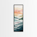 Rolling Hills And Layered Mountains In Soft Pastel Hues Ukiyo-e Wood Block Print Skinny Art Framed Canvas Print