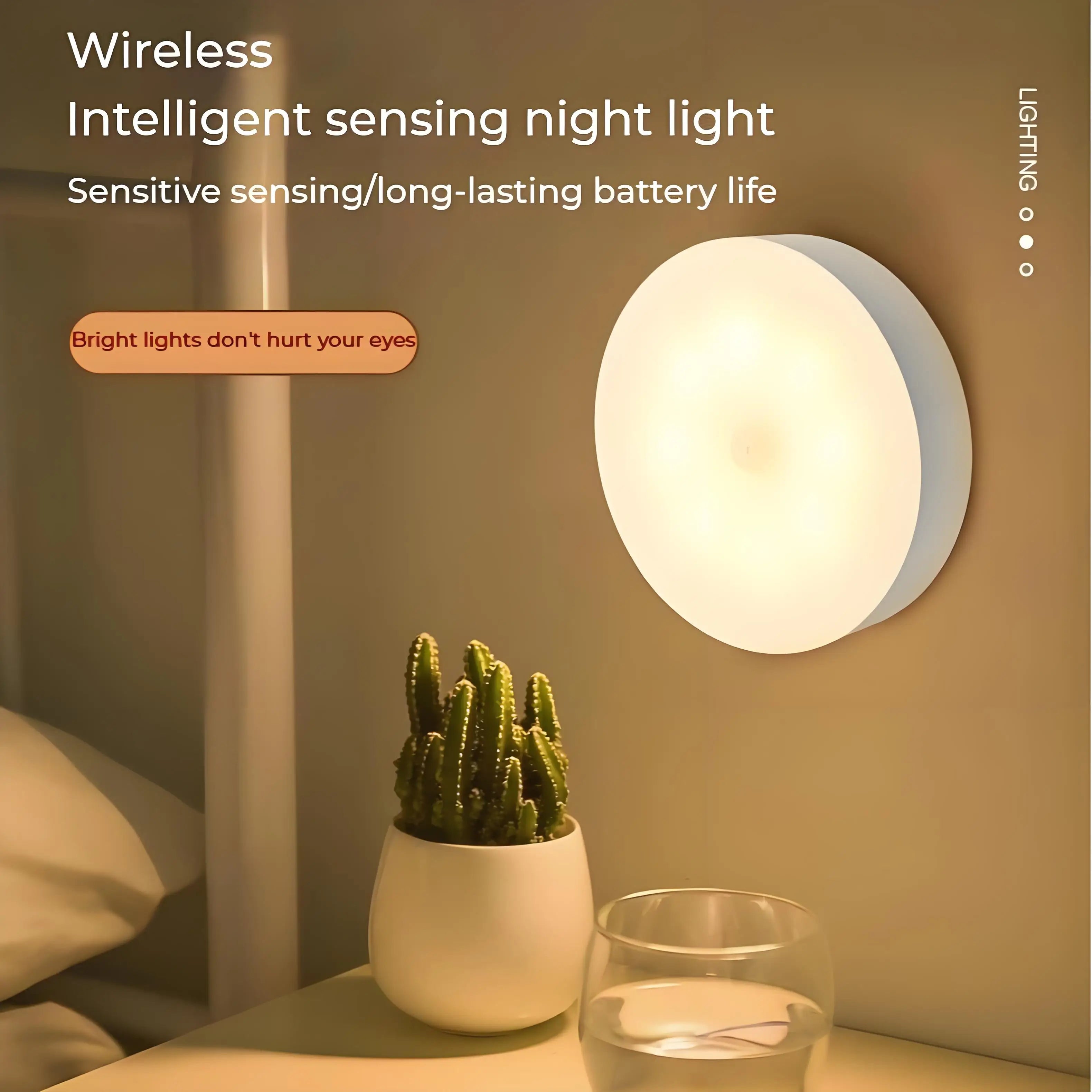 2 - Pack LED Motion Sensor Night Light – USB Rechargeable, Magnetic Auto On/Off, Warm & White - PhishStones Products