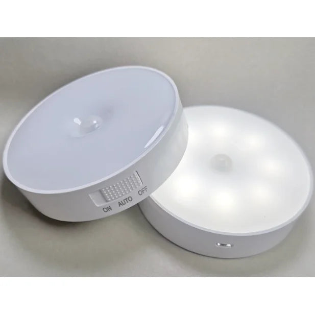 2 - Pack LED Motion Sensor Night Light – USB Rechargeable, Magnetic Auto On/Off, Warm & White - PhishStones Products