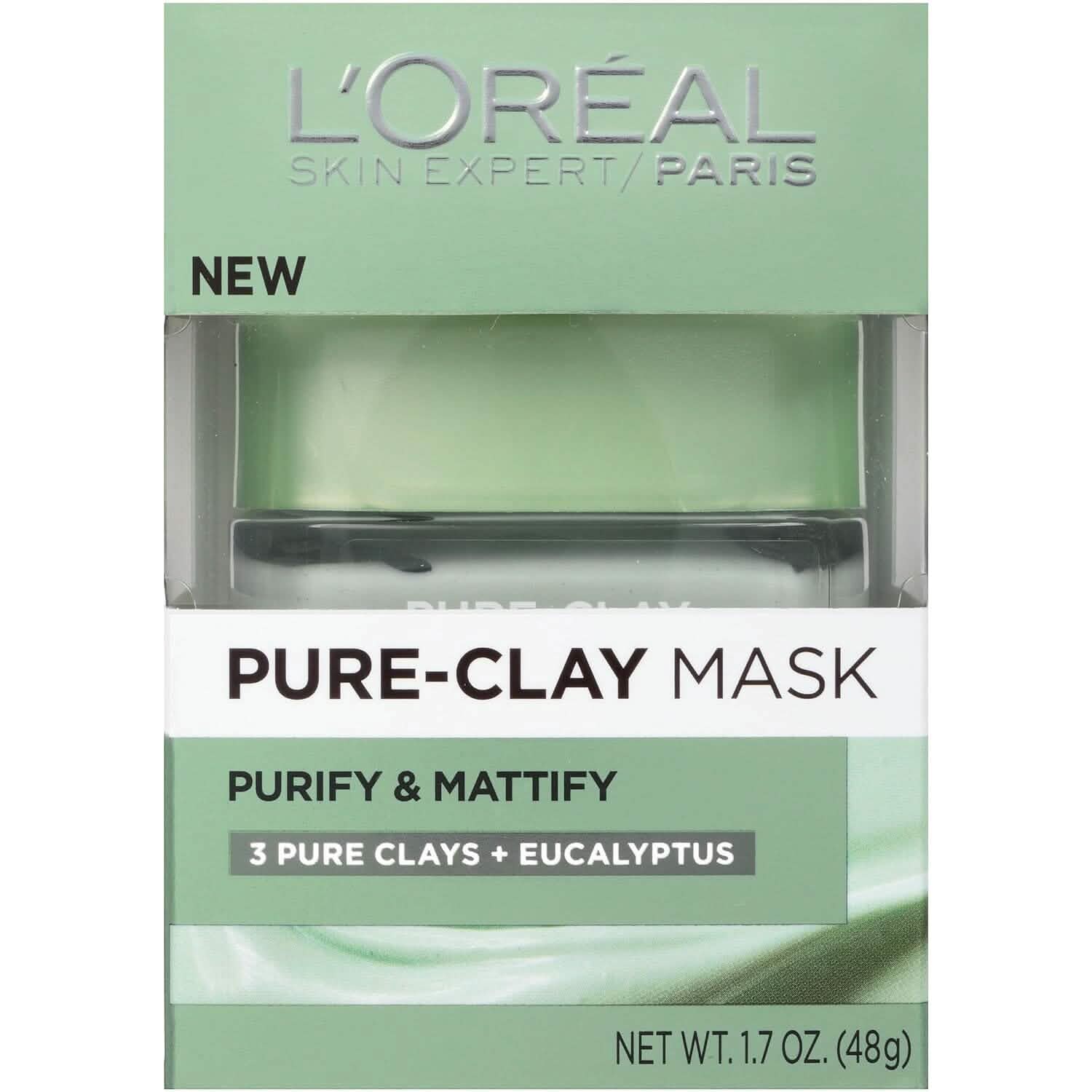 2 - Pack: L'Oréal Paris Skincare Pure - Clay Face Mask with Eucalyptus for Oily and Shiny Skin to Purify and Matify - PhishStones Products