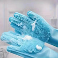2-Pieces: 2-in-1 Pet Dog Bath Gloves with Silicone Brush