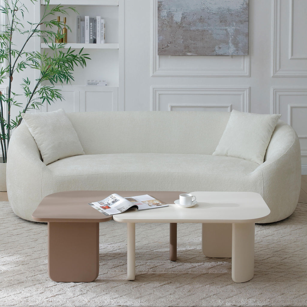 2 Pieces Modular Coffee Table Set, Free Combination - Khaki / White - PhishStones Products