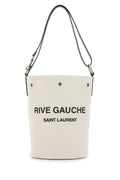 Saint Laurent Women Two-Tone Canvas And Leather Medium Rive Gauche Bucket Bag