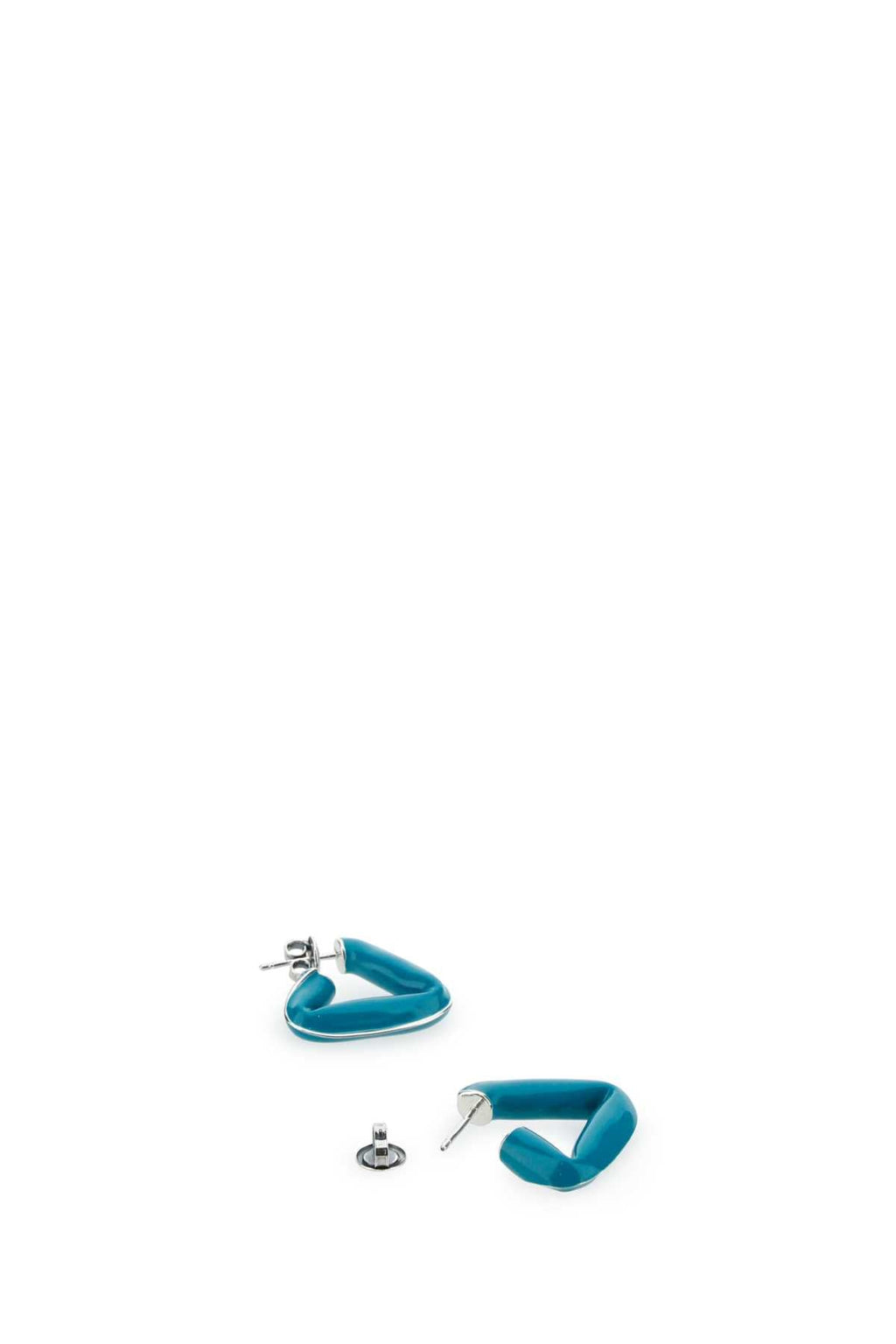 Bottega Veneta Women Teal Green 925 Silver Fold Earrings