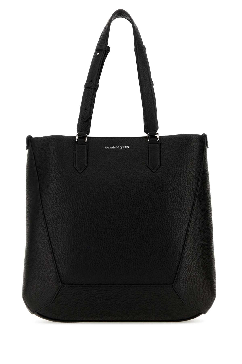 Alexander Mcqueen Men Black Leather Medium Edge Shopping Bag