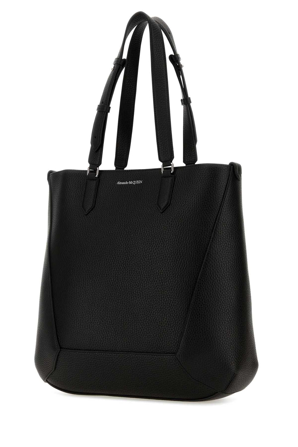 Alexander Mcqueen Men Black Leather Medium Edge Shopping Bag