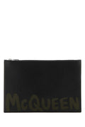 Alexander Mcqueen Men Black Leather Clutch