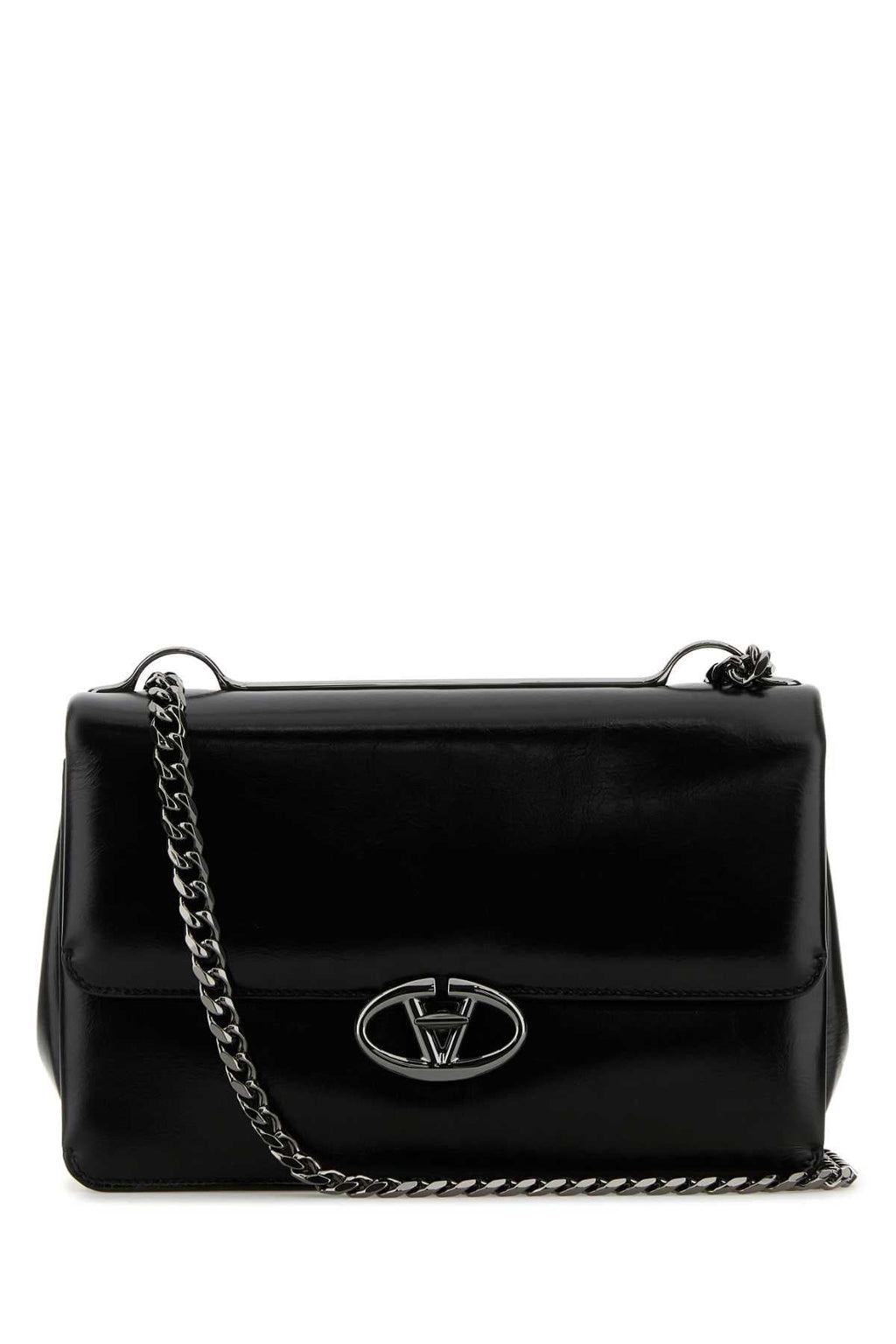 Valentino Garavani Women Black Leather Medium Vlogo Shoulder Bag