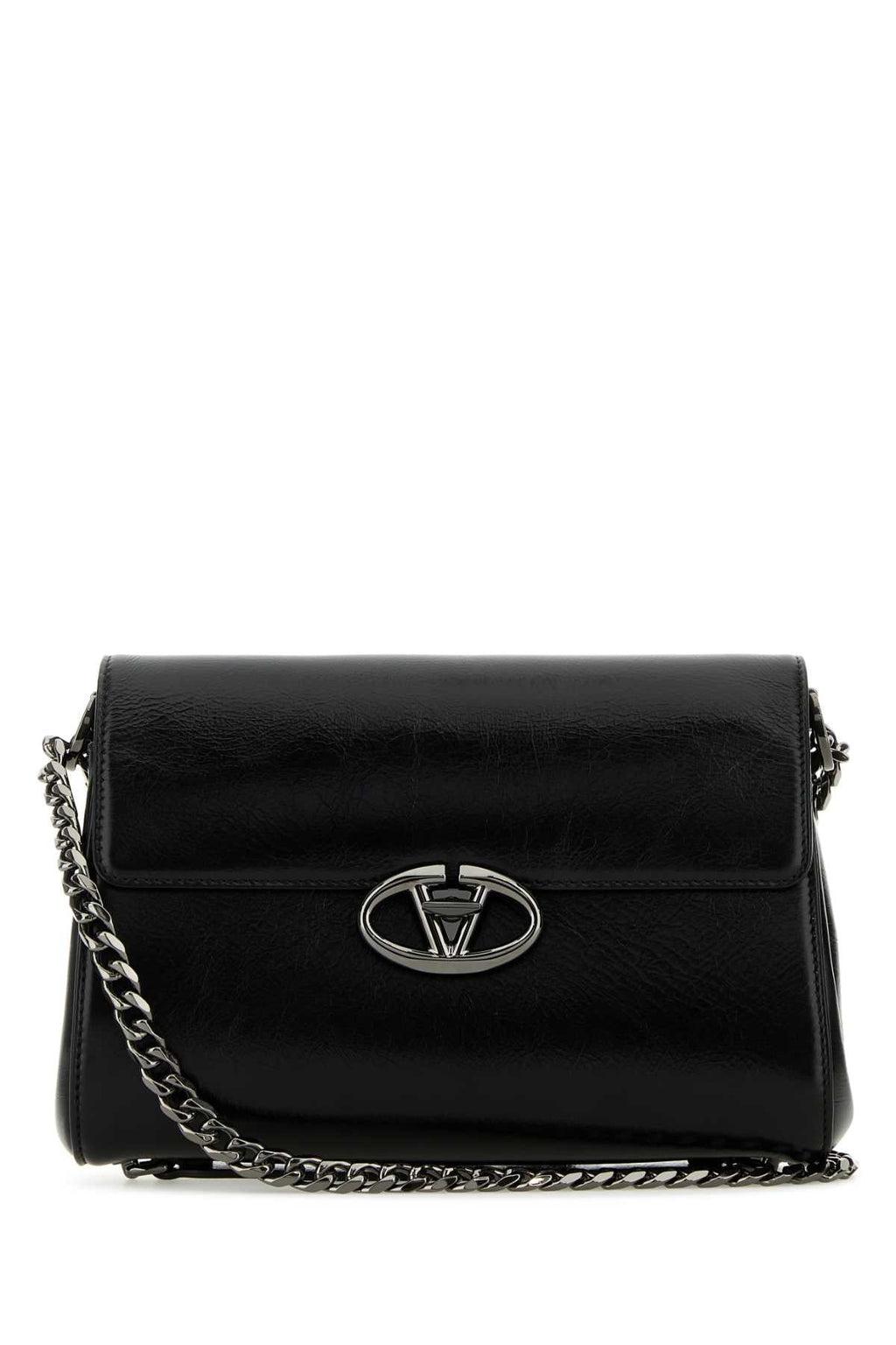 Valentino Garavani Women Black Leather Vlogo Shoulder