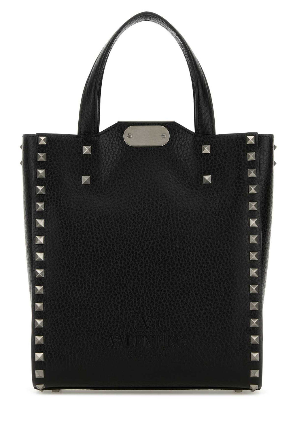 Valentino Garavani Men Black Leather Rockstud Handbag