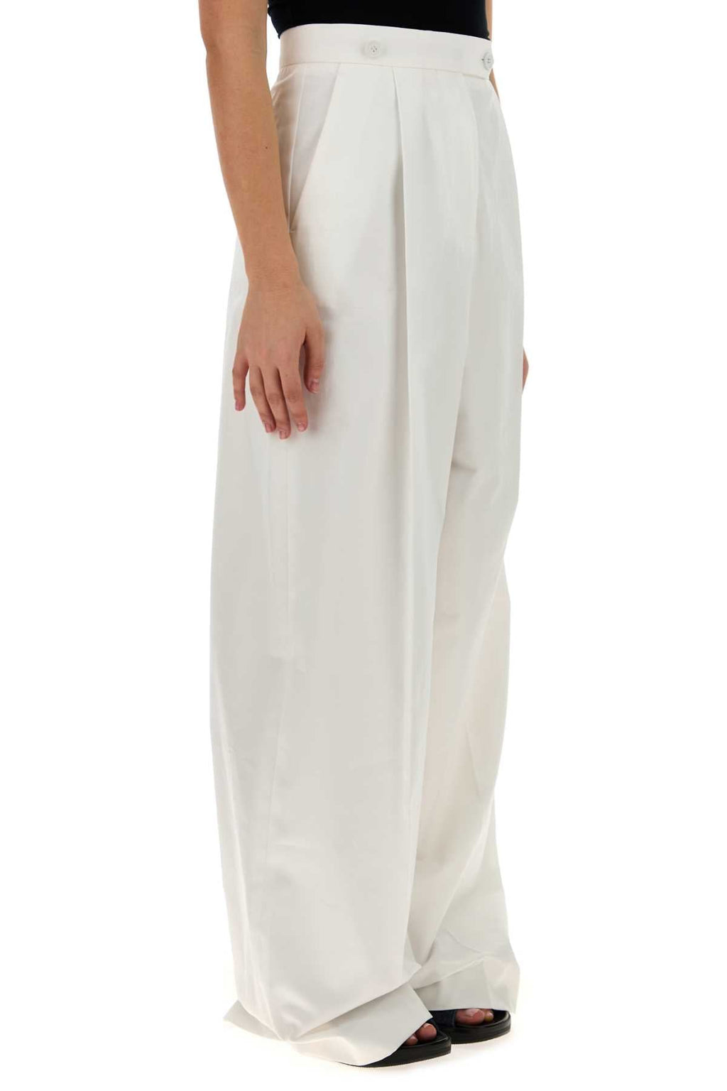 Givenchy Women White Poplin Wide-Leg Pant