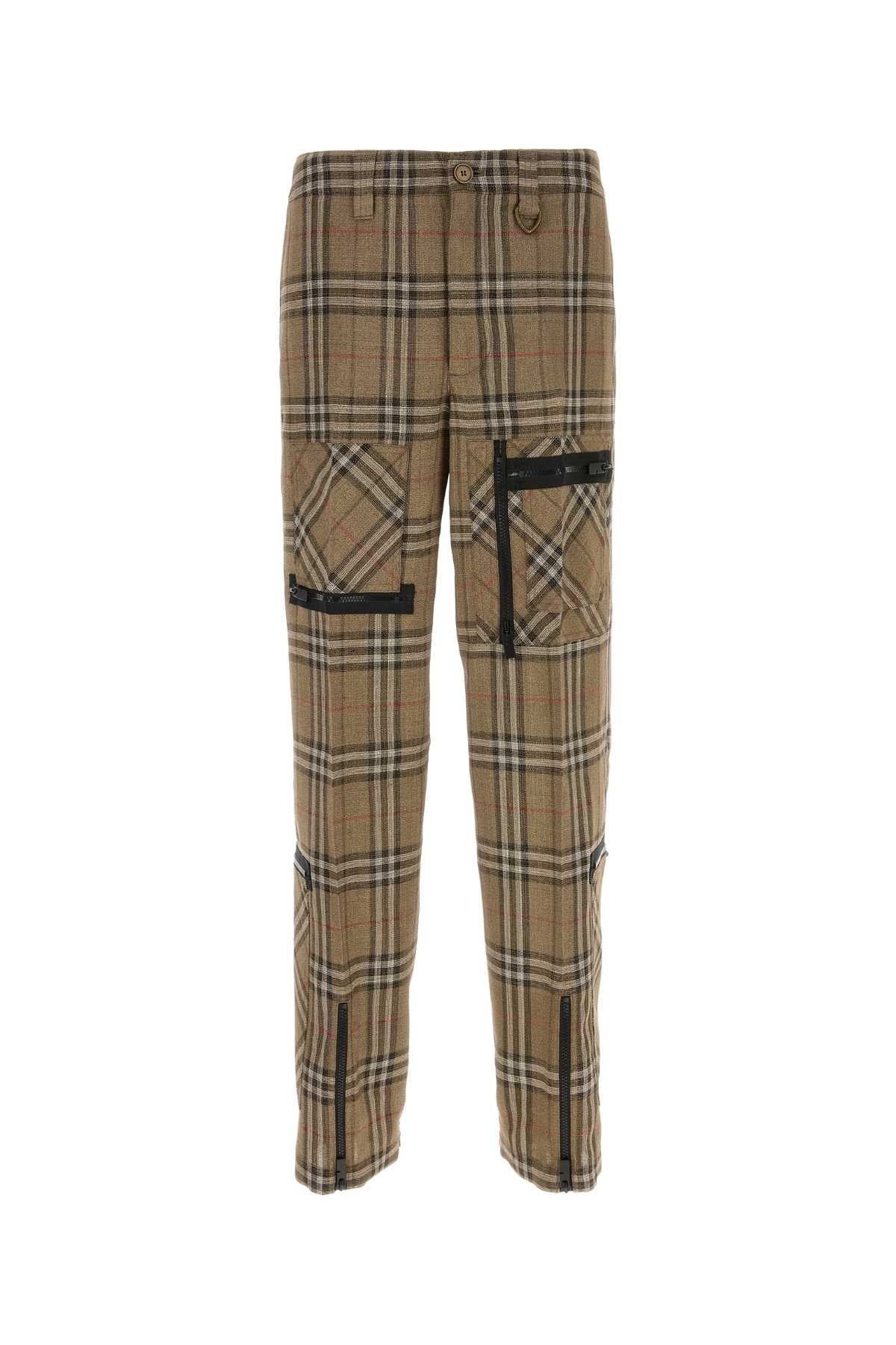 Burberry Men Embroidered Viscose Blend Cargo Pant