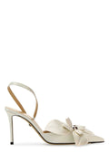 Mach&Mach Women White Satin Orchid Pumps