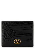 Valentino Garavani Women Black Leather Vlogo Card Holder