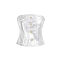 Ganni Foil Corsage Denim Top Women