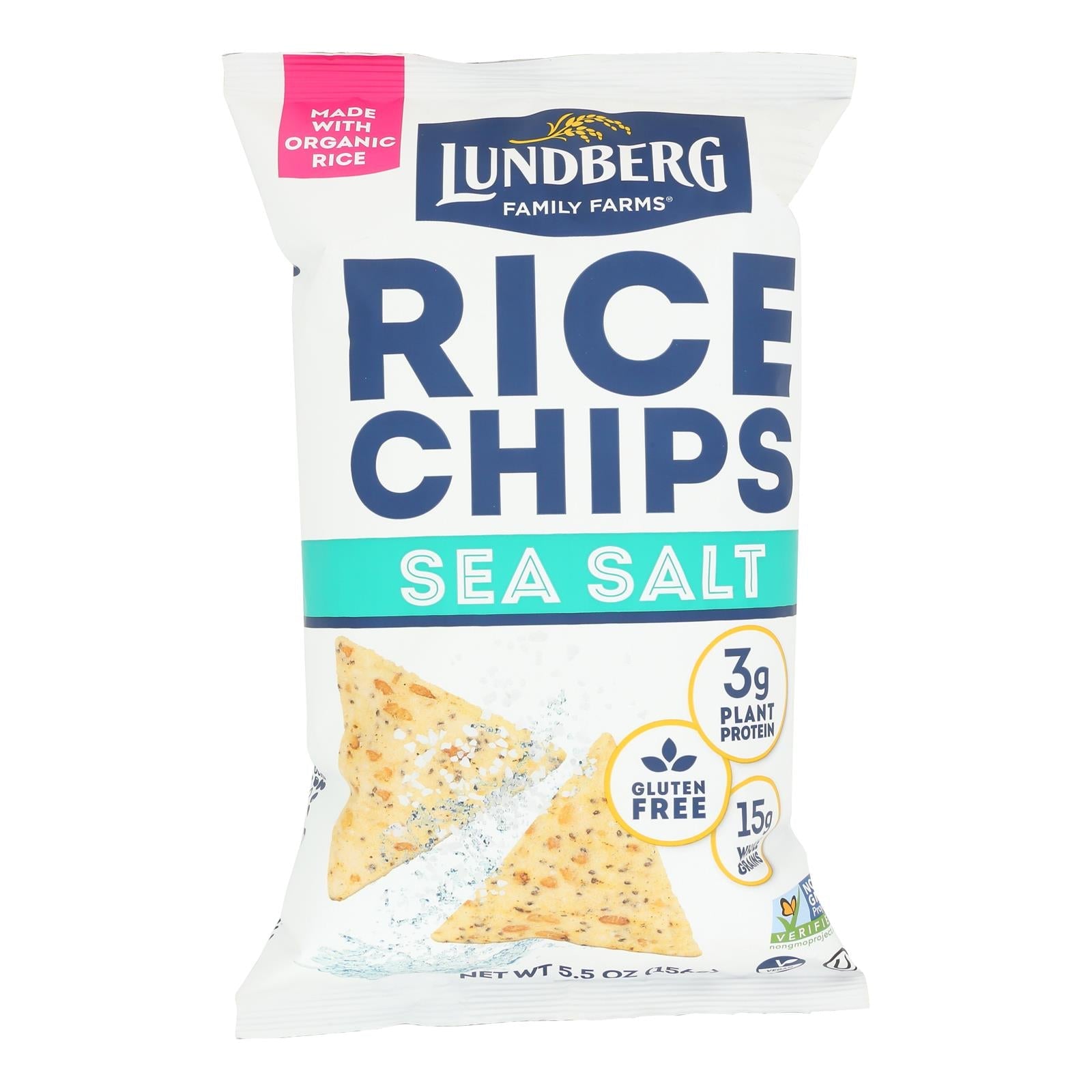 Lundberg Family Farms Organic Sea Salt Rice Chips, 5.5 oz Bag (Pack of 6)