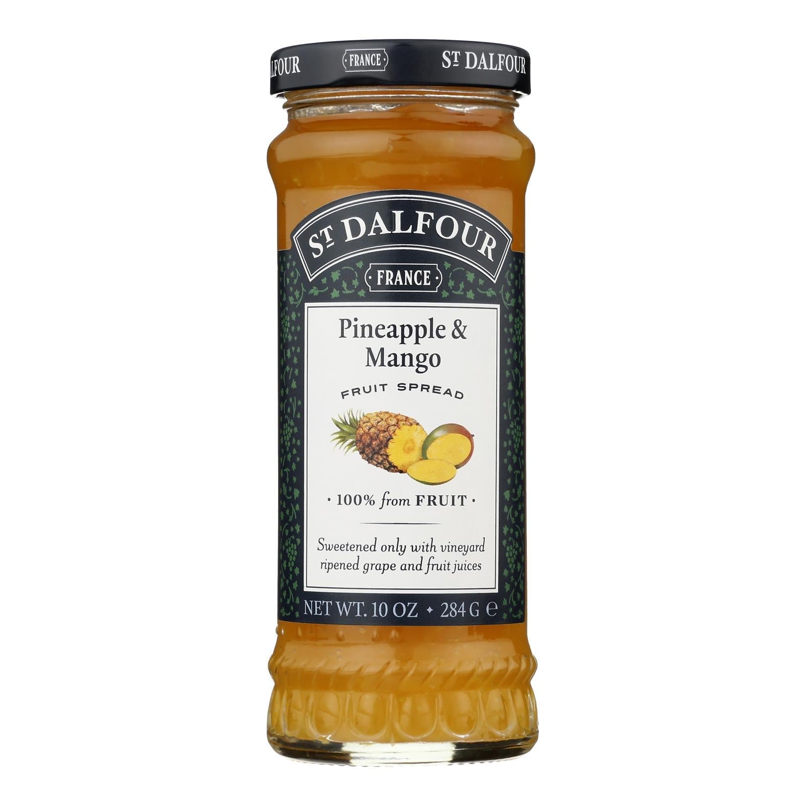 St Dalfour Pineapple Mango Fruit Spread - Deluxe 100% Fruit - 10 Oz - Pack of 6
