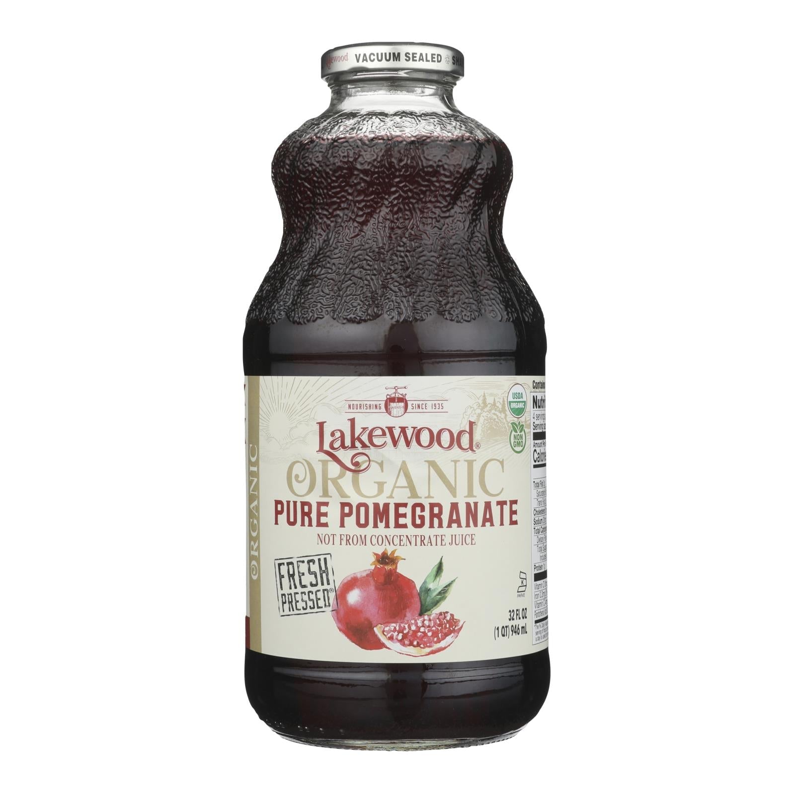 Lakewood Organic Pure Pomegranate Juice - 32 Fl Oz - Pack of 6