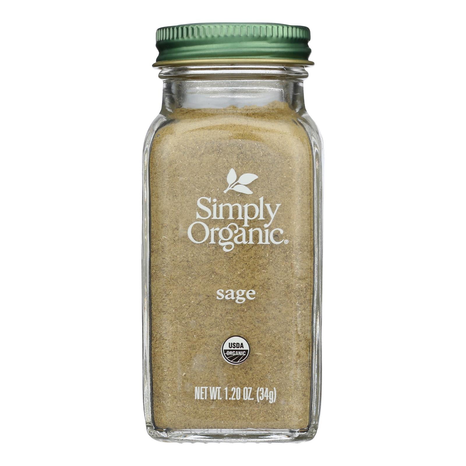 Simply Organic Ground Sage - 1.2 oz (Pack of 6) - USDA Certified Organic