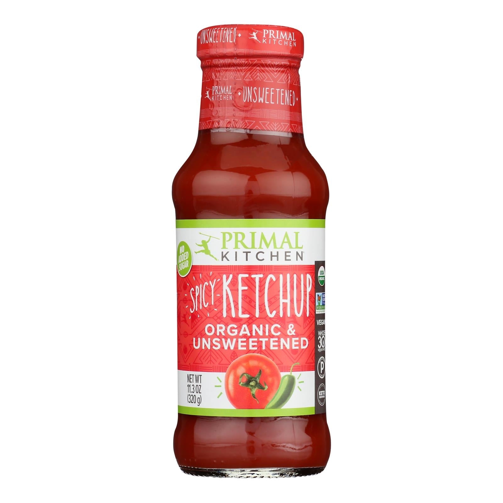 Primal Kitchen Spicy Unsweetened Ketchup (12 x 11.3 Oz) - Pack of 12