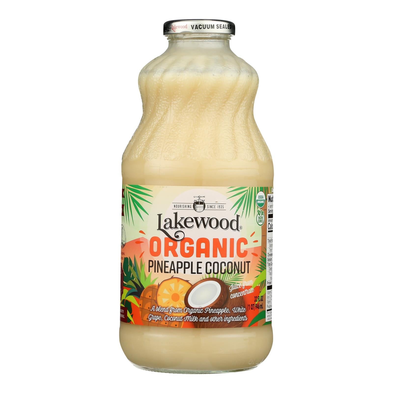 Lakewood Organic Pineapple Coconut Juice, 32 oz, Case of 6