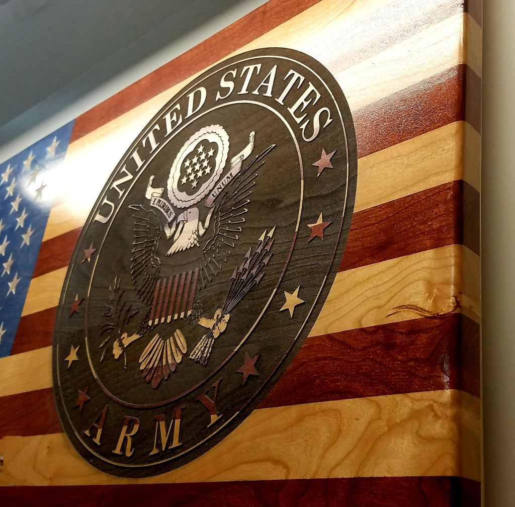 Custom Laser Engraved Handcrafted Patriotic Wall Flag – Made by U.S. Veterans