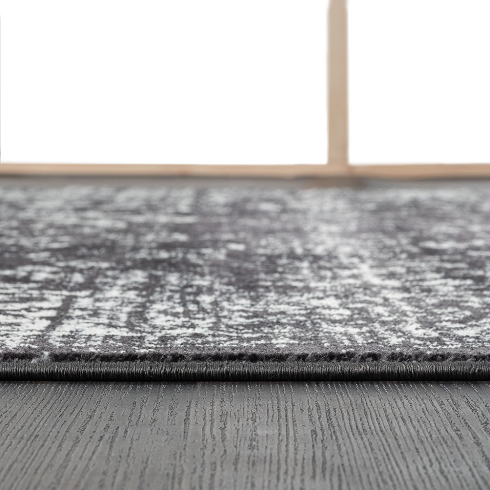8×10 Distressed Vintage Persian Area Rug | OEKO-TEX Certified Woven Black & Cream Design — Non-Slip, Stain & Fade Resistant, Made in Turkey