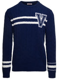 Valentino Men Contrasting Blue Patch 'Vlogo' In Virgin Wool Man
