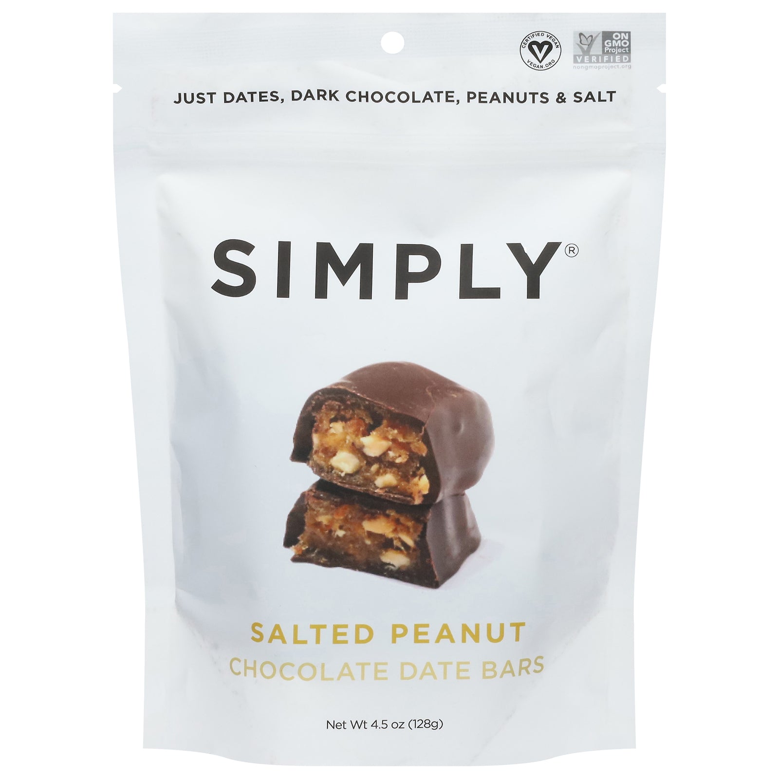 Simply Gum Date Bars - Chocolate Sea Salted Peanut - 6 x 4.5 oz - Healthy Snack Bars
