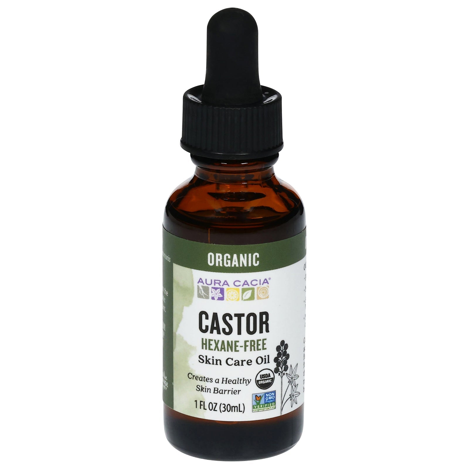 Aura Cacia Castor Oil - 1 fl oz - Pure & Certified Organic Skin & Hair Conditioner