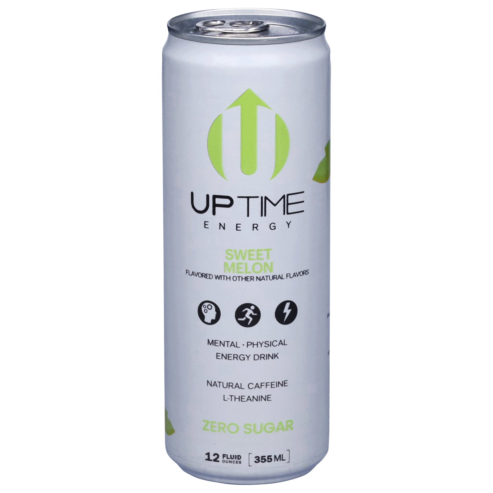 Uptime Energy Sugar-Free Summer Melon Energy Drink, Pack of 12, 12 fl oz Each, Natural Caffeine